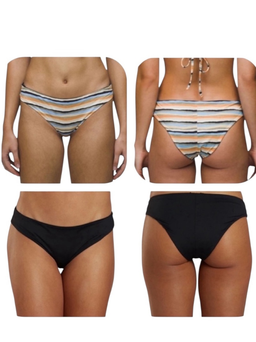 NWT PRANA Sz XL Gemma Reversible Bikini Bottom in Water Striped blue orange